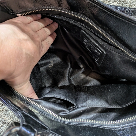 Coach Black Signature Patent Leather Shoulder Bag - Picture 7 of 12